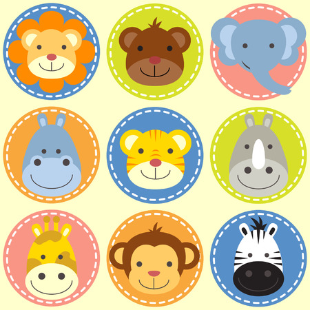 Set of animal facesのイラスト素材