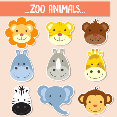 Set of animal facesのイラスト素材