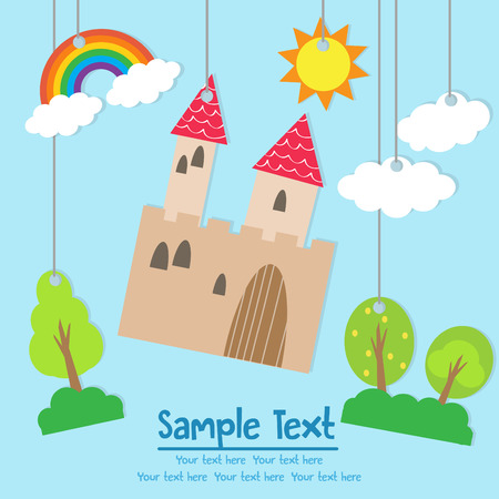 castle cartoon card with textのイラスト素材