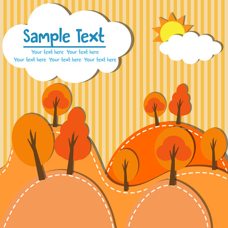 Vector illustration,Autumn forest with textのイラスト素材