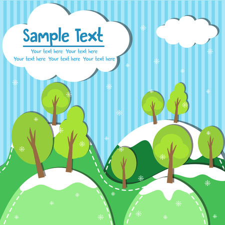 Winter forest with text,Vector illustratorのイラスト素材