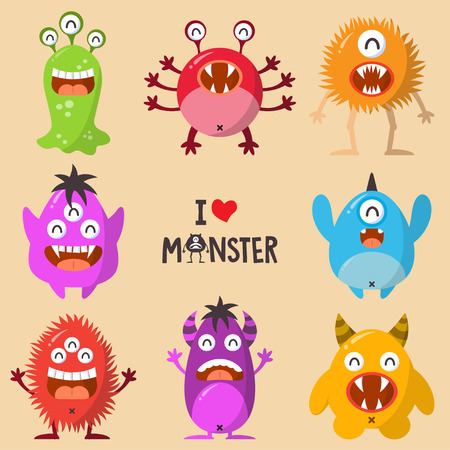 Monster Funny And Cute Character Setのイラスト素材