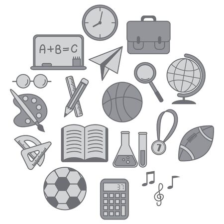 Education icons set,Gray version.のイラスト素材
