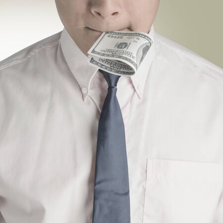 Asian businessmen Happy when he had a dollar.の写真素材