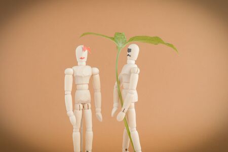 Images art scene wooden dummy Couple cool style.の写真素材