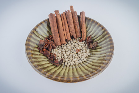 Images art scene Asian spices on the plate.