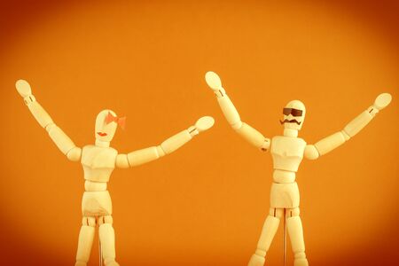 Images art scene wooden dummy Couple cool style.の写真素材