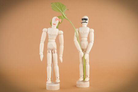 Images art scene wooden dummy Couple cool style.の写真素材