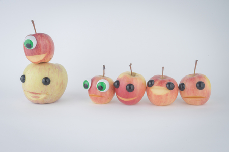 Interesting background Halloween ghost made of apple.の写真素材