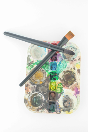 Images art scene Pan watercolor paintbrush.の写真素材