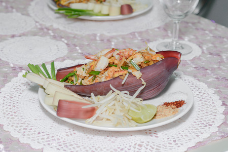 beautiful and artistic Pad Thai onTableware, Asian, Thailand.の写真素材