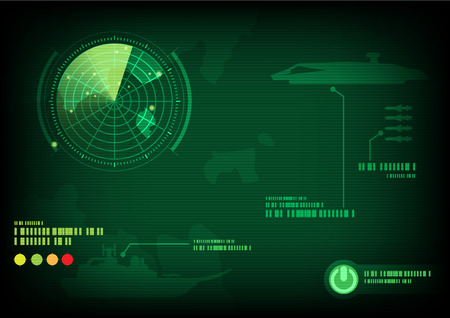Green radar screen. Vector illustration.のイラスト素材
