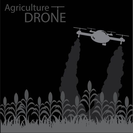 Drone flight over agricultural.のイラスト素材