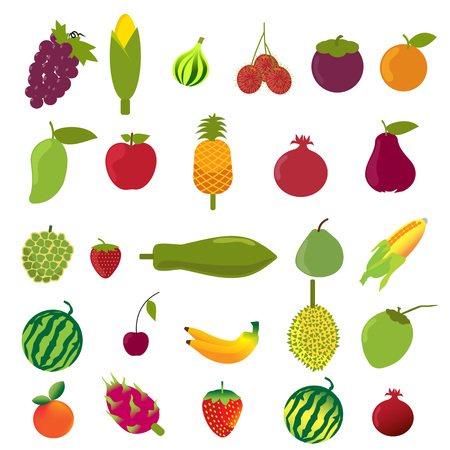 Vector flat design fruits icon set.のイラスト素材