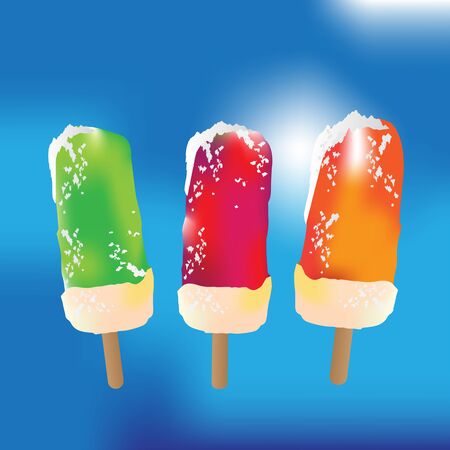 Popsicle Set, Colorful Popsicle's, Summer, Vector Ice Cream Illustration, Minimalist Background.のイラスト素材