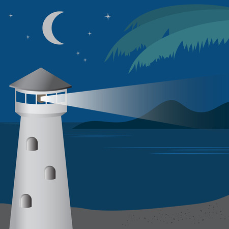 Lighthouse at night.のイラスト素材