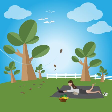 Relax in a free day.のイラスト素材