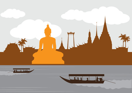 Thailand landmark and travel place,temple,background.のイラスト素材