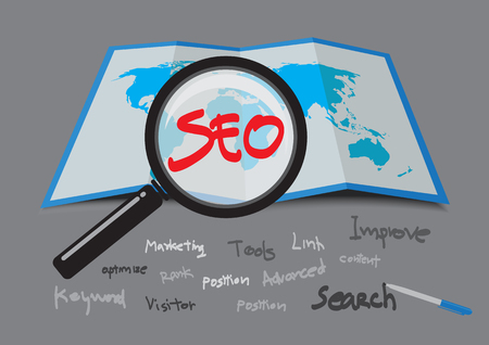Flat design modern vector illustration, SEO search engine optimization.のイラスト素材