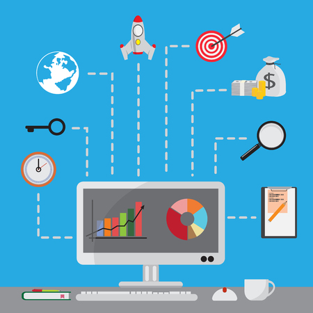 Search engine optimization success business vector illustration design, Flat icons set.のイラスト素材
