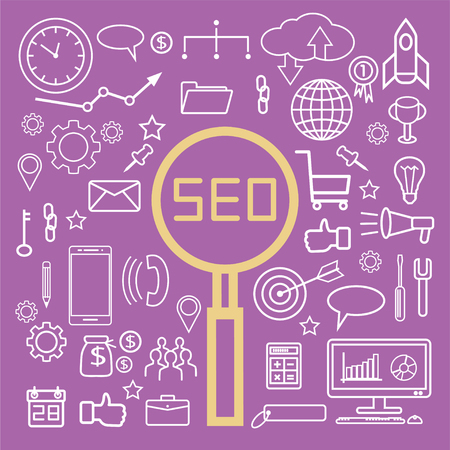 Simple seo icons set, set of basic seo elements, vector illustration.のイラスト素材
