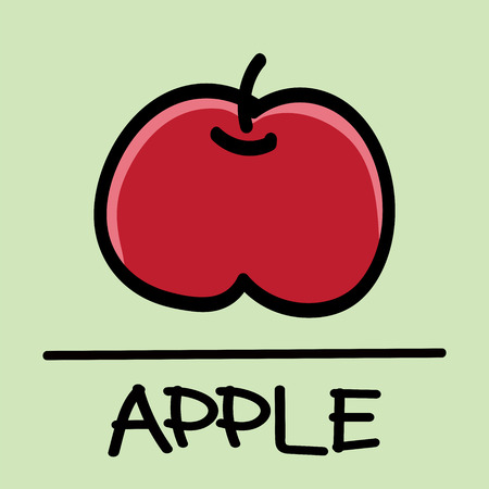 Cute apple  hand-drawn style,drawing,hand drawn  illustration.のイラスト素材