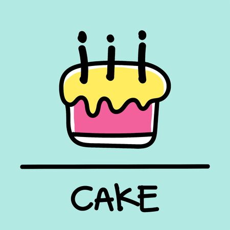 Cute cake hand-drawn style,drawing,hand drawn  illustration.のイラスト素材