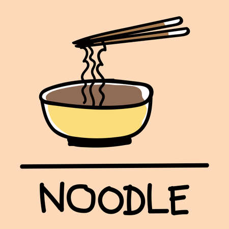 Cute noodle hand-drawn style,drawing,hand drawn  illustration.のイラスト素材