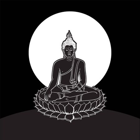 Buddha statue, Line drawingのイラスト素材
