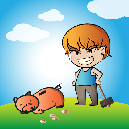 Piggy Bank and Coins Vector Illustration. Vector illustrationのイラスト素材