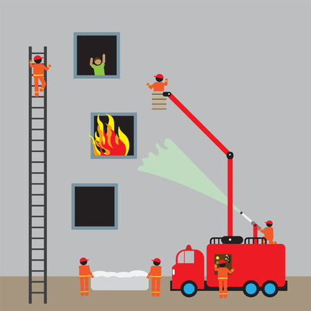 fire engine  firefightingのイラスト素材