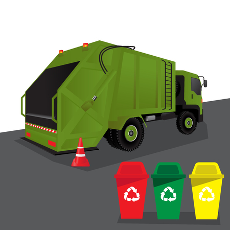 truck for assembling and transportation garbage, vector illustration.のイラスト素材