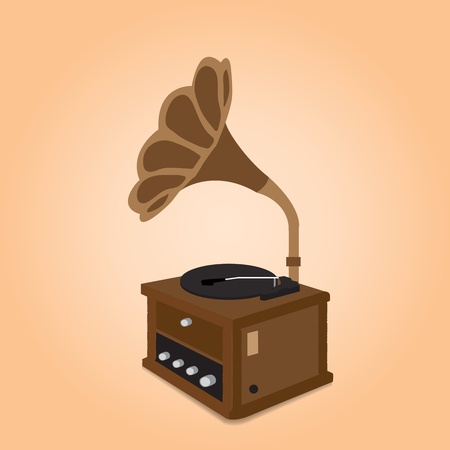 Vintage Appliances, Ancient record player, Vector illustrationのイラスト素材