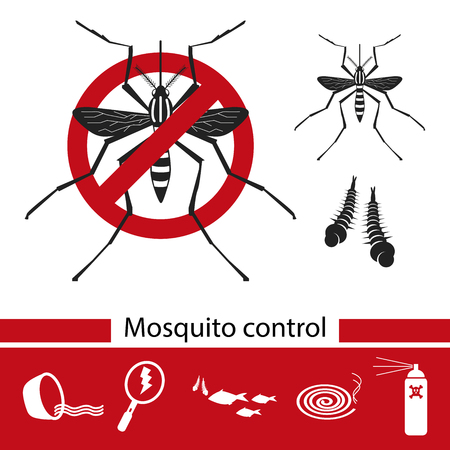 Mosquito control tools icons set, anti mosquito, vector illustration.のイラスト素材