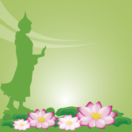 Buddha statue and lotus of thai tradition, Visakha Puja Day, vector illustration.の写真素材