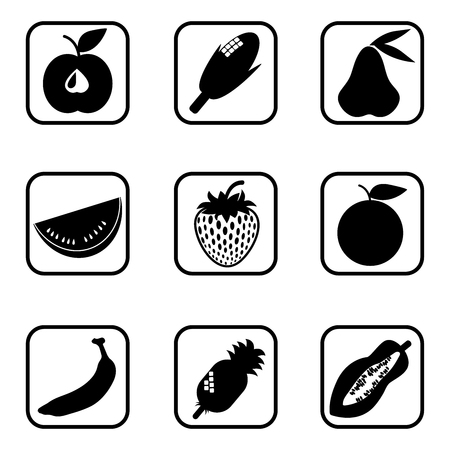 Fruit  icons on white background. Vector illustration.のイラスト素材