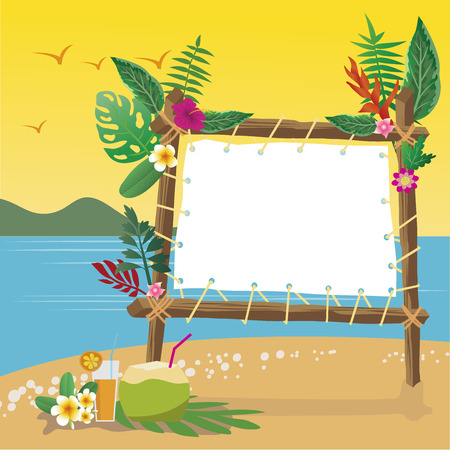 summer holidays on the beach with copy space background, vector illustration.のイラスト素材