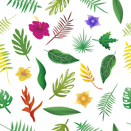 Floral and leaves of summer, Natural Seamless Pattern. vector illustration.のイラスト素材