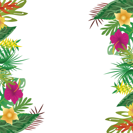 Floral and leaves of summer, with copy space background. vector illustration.のイラスト素材