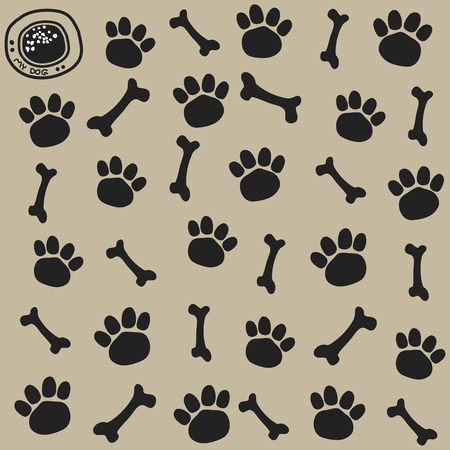 Dog trail and bone pattern Seamless.. vector illustration.のイラスト素材