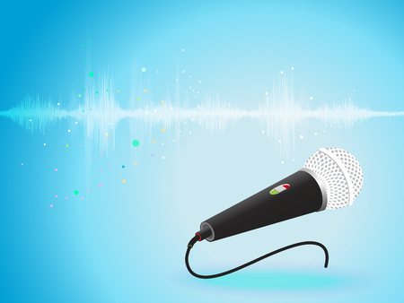 Abstract digital sound wave oscillating with Microphoneのイラスト素材