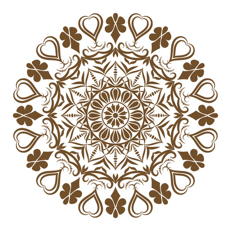 Ethnic decorative round element, Lace Patterns on white background vector illustration.のイラスト素材