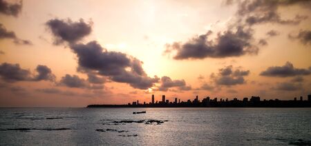 Sunset at the marine drive, mumbai, india