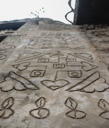 Close up of rock wall of Rock Garden, Uttar Marg, Rock Garden of Chandigarh, Sector 1, Chandigarhの写真素材