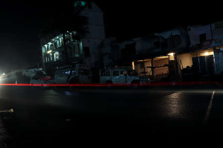 light trails. a long exposure was taken of vehicles passing by.のeditorial素材