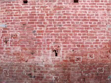 Marks on the wall where bullets struck inside Jallianwala Bagh in Amritsar in Punjab, India; a massacre carried out in 1919の写真素材