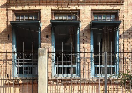 Three windows of old building opened in amritsarの写真素材