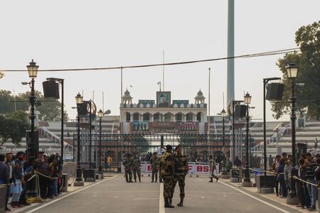 Street connecting india and pakistan at wagah border of indian sideの写真素材