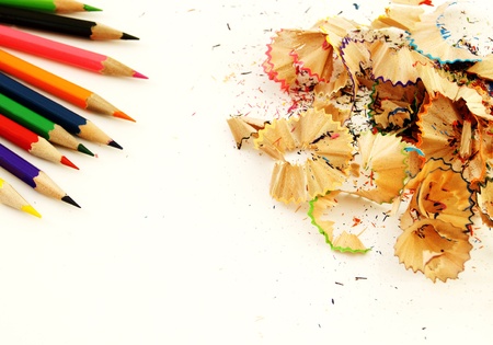 coloured pencils and their wasteの写真素材