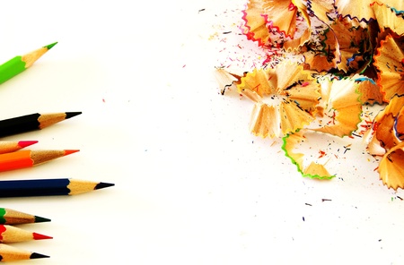 coloured pencils and their wasteの写真素材
